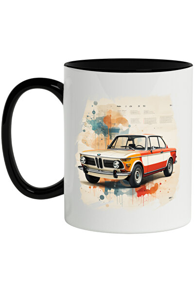 StoryGift Romania Cana Cu Masina, Retro, BMW, Calendar, Buline, Watercolor, M...