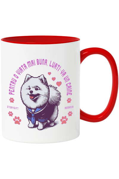 StoryGift Romania Cana Caine puddle, pentru o viata mai buna , 330ml, Ceramic...