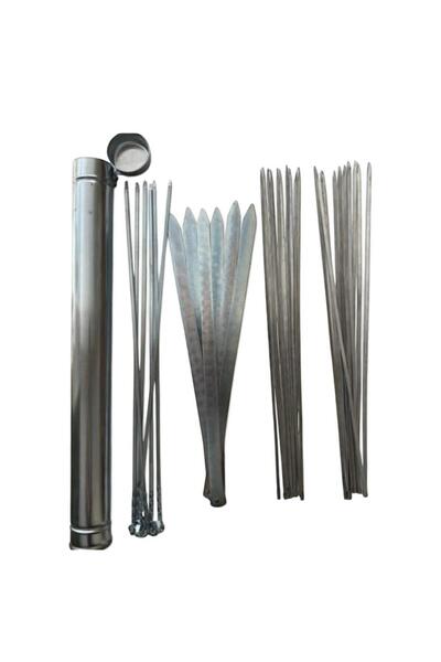 YILMAZNARGİLE Mangal Seti 55 cm - 6 Adana Kebap Şiş ,10 Ciğer, 10 Kuşbaşı,6 P...