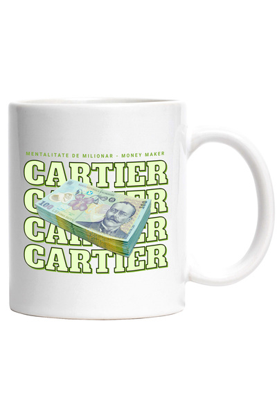 StoryGift Romania Cana _Cartier_ - 100 Lei Romanesti, 330ml, Ceramic cu Maner Alb, Cu Maner Alb STG