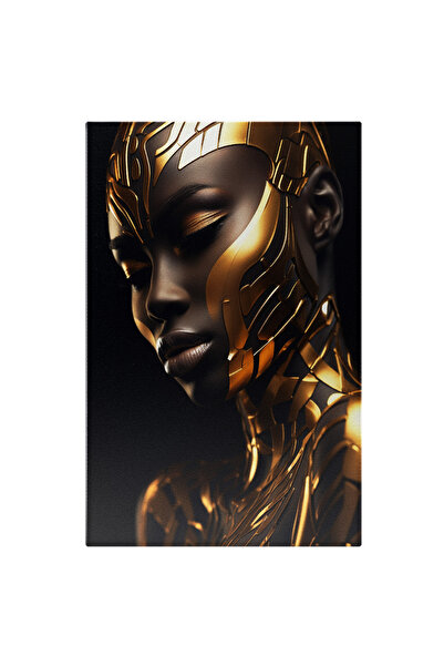 StoryGift Romania Tablou Canvas: Artă Aurie Pe Ten Mulatru- Portret Și Artă Pictura Digitala