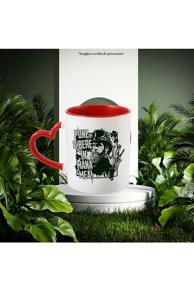 StoryGift Romania Mug Put a beer in my hand! Cowboy hat man, 330ml, Ceramic with Linen Handle, With ,STG