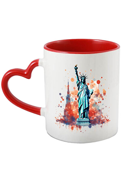 StoryGift Romania Cana Cu Monument, Statuia Libertatii, SUA, Watercolor, Mult...