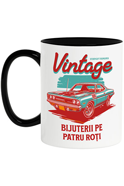 StoryGift Romania Cana masina vintige bijuterie pe patru roti motor, 330ml, C...