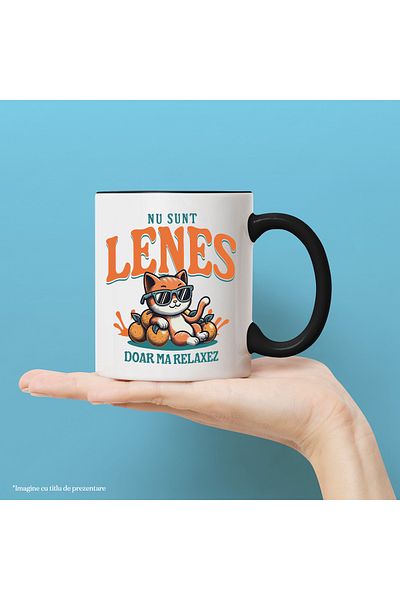 StoryGift Romania Cat relaxation mug funny text I'm not lazy I'm just relaxing, 330ml, Ceramic c, With, STG