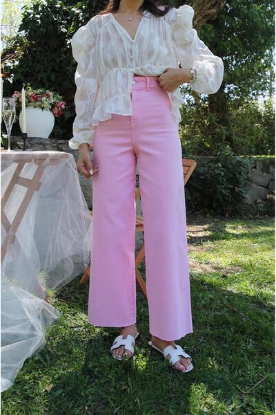 Havoş Pink Cropped Flare Jean