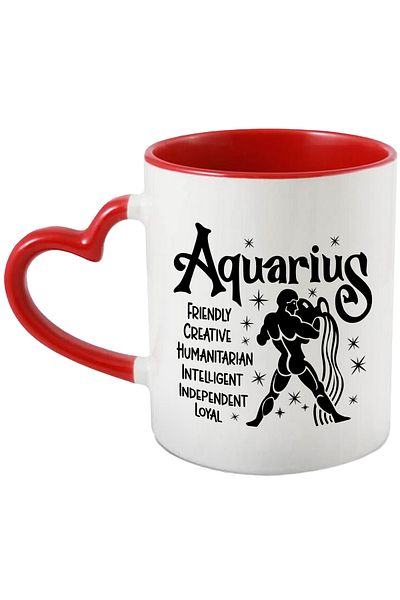 StoryGift Romania Mug with Aquarius zodiac sign, illustration, zodiac sign, astrology, symbol, sign, friendly, , With ,STG