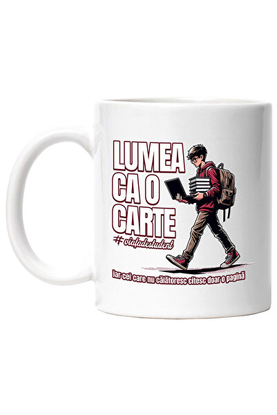 StoryGift Romania Cana Lumea e o carte #viatadestudent scoala, 330ml, Ceramic...