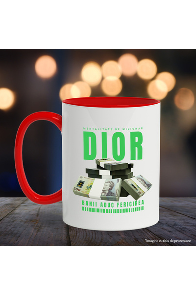 StoryGift Romania Mug __ - Money Brings Happiness, 330ml, Ceramic with Red Handle, With Red Handle STG ,,STG .