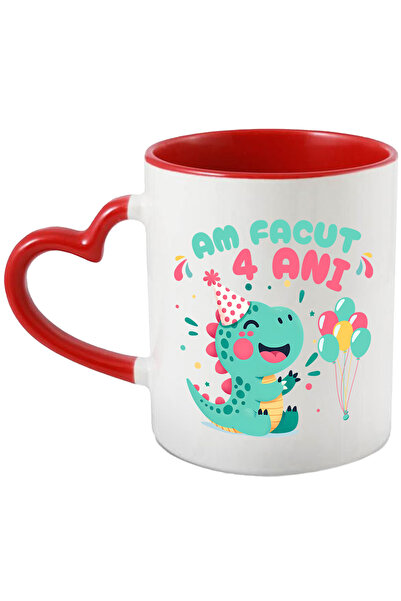StoryGift Romania Cana cu Dinozaur Cu Coif Petrecere Si Baloane Text Am Facut...