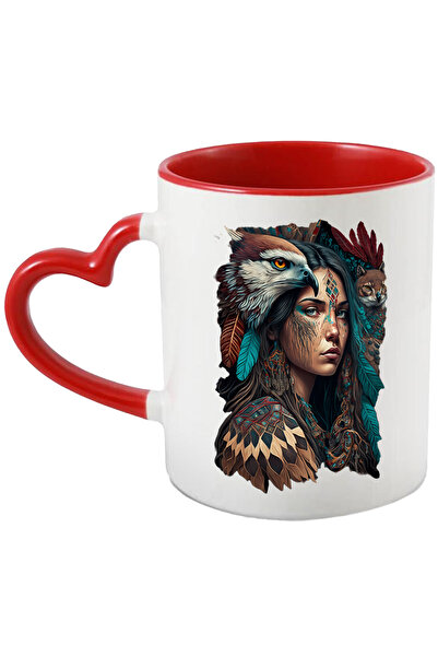 StoryGift Romania Portrait Mug, Amerindians, Feathers, Owl, Falcon, Multicolo...