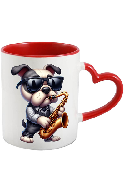 StoryGift Romania Cana cu un caine cu ochelari care canta la saxofon | ilustr...