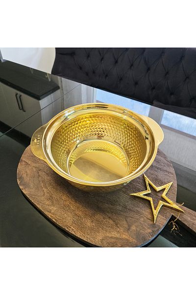LOVYCO Gold Stainless Steel Mixing and Salad Bowl 29 cm Whisk Kneading Dough Storage Bowl