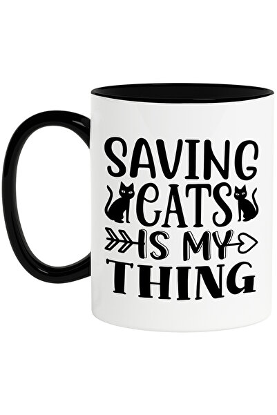 StoryGift Romania Cana cu pisici si mesajul "Salvarea pisicilor este treaba m...