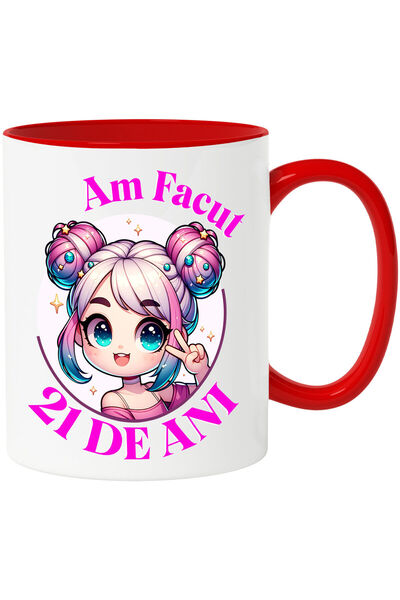 StoryGift Romania Cana cu Fata Stil Anime Par Roz Cu Semn Pace Text Am Facut ...