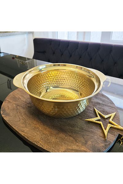 LOVYCO Gold Stainless Steel Mixing and Salad Bowl 29 cm Whisk Kneading Dough Storage Bowl