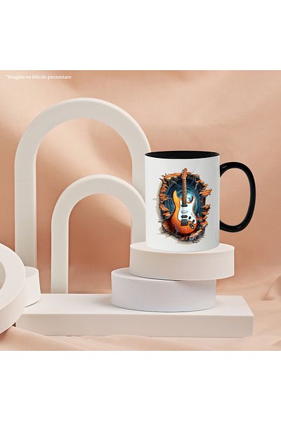 StoryGift Romania Electric Guitar Mug, Wall, Rocks, Stones, Roots, Music, Multicolor 330, With ,STG