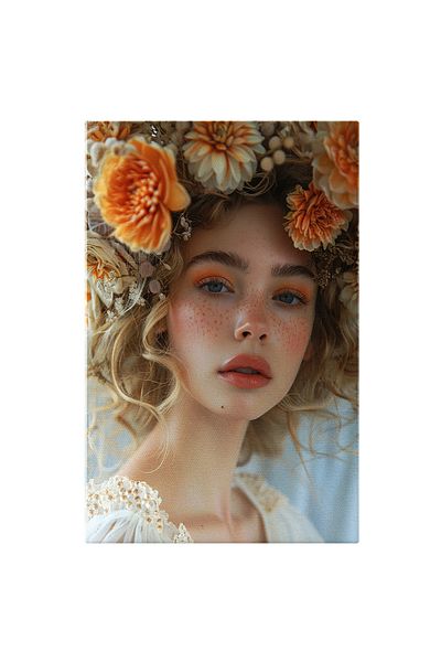 StoryGift Romania Tablou Canvas Portretul Feminității Femeia Cu Pistrui Deși Și Flori De Primăvară Celebrare A Di