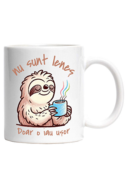 StoryGift Romania Cana cu Animal Lenes Relaxat Cu Cana De Cafea Text Nu Sunt ...