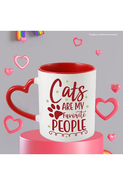 StoryGift Romania Mug for cat lovers with the text "Cats are my favorite people" c, Cu,STG