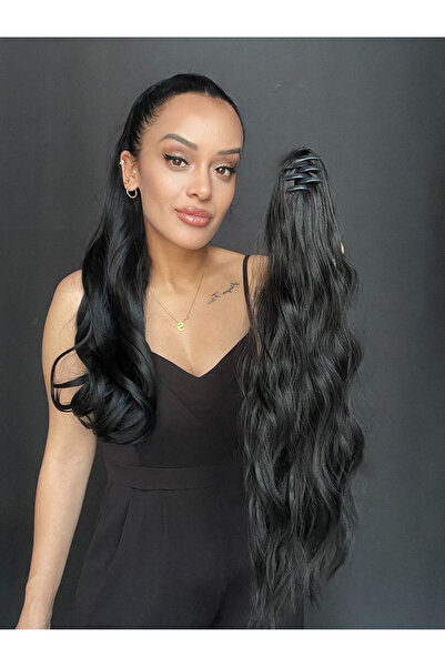 Suzan Peruk Siyah Mini Tokalı Mandallı At Kuyruğu postiş toka at kuyruğu Hafi...