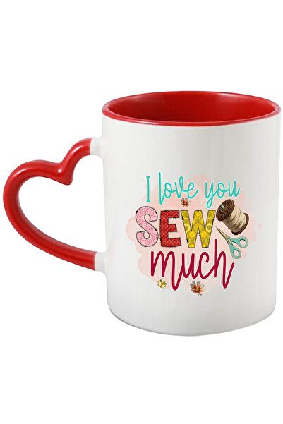 StoryGift Romania Cana cu mesajul "I love you sew much", profesie, ilustratie, munca, dedicare, pa, Cu Maner Inim STG