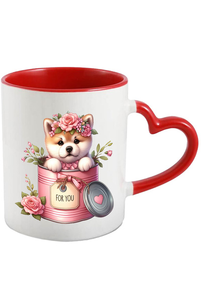 StoryGift Romania Cana cu un catelus Akita Inu care iese dintr-o conserva | i...