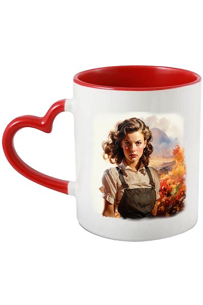 StoryGift Romania Cana Cu Michelle Monaghan, Actrita, Iubitori De Filme, Multicolor 330 ml, Cerami, Cu Maner Inim STG