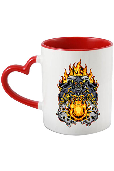 StoryGift Romania Cana Cu Demon, Coarne, Flacari, Oase, Cranii, Sfera, Multic...