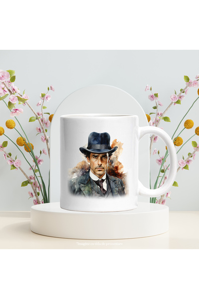 StoryGift Romania Cana Cu Sherlock Holmes, Detectiv Particular, Serial TV, Multicolor 330 ml, Cera, Cu Maner Alb