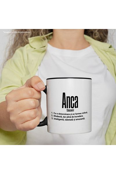StoryGift Romania Mug With Name Anca, and Motivational Message, Determination, Modesty, Intelligence, T, With, STG.