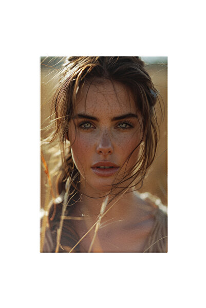 StoryGift Romania Tablou Canvas: Față De Femeie Cu Pistrui Și Păr Împletit, P...