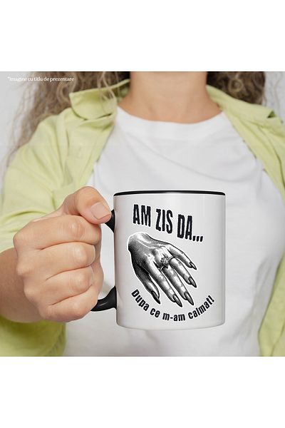 StoryGift Romania Mug Engagement Ring Woman's Hand Funny Text I Said YES After I Calmed Down, 330ml, C, With, STG