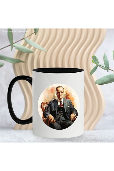 StoryGift Romania Cana Cu The Godfather, Personaj Fictiv, Don Vito Corleone, Multicolor 330 ml, Ce, Cu Maner Negru