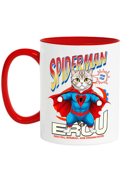 StoryGift Romania Cana cu Scottish Fold Pisica In Costum de SpiderMan cu Pele...