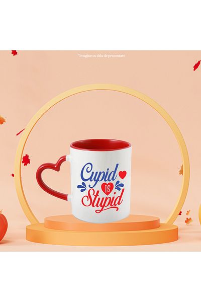 StoryGift Romania Mug with hearts and the message "Cupid is st*pid" - Valentine's Day love with, With, STG.