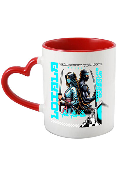 StoryGift Romania Cana Fata Loiala Ninja, Text Loialitatea inseamna Sprijin si Liniste Cuplu, 330m, Cu Maner Inim STG