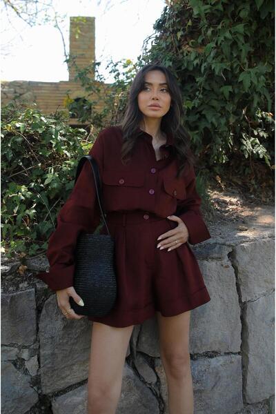 Havoş Burgundy Retiro Raw Linen Shorts