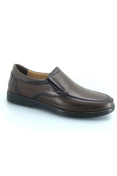 Kocamanlar Ayakkabı Lider 722 Elastic Genuine Leather Orthopedic Men's Casual Shoes Brown