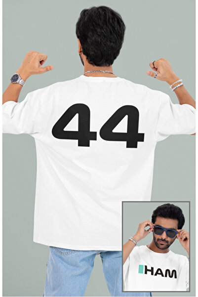 Fuddy Moda تي شيرت مطبوع عليه عبارة Lewis Hamilton 44 مقاس كبير للجنسين، تي ش...