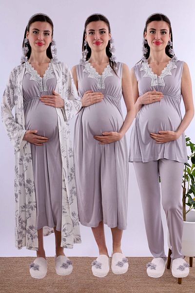 ByLohusa Effortt Gray Pregnant Maternity Set