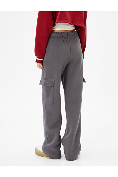 Koton Kargo Eşofman Altı Yüksek Bel Cepli Beli Lastikli Pamuk Karışımlı