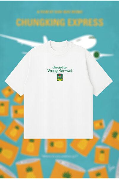 PURE POWER تي شيرت Wong Kar-wai مطبوع كبير الحجم للجنسين من القطن السميك المسامي