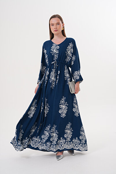 NAVY Повна довжина, пояс на талії, довгі рукави, етнічний візерунок, віскозна...