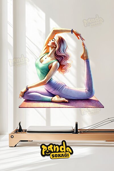 PANDA SOKAĞI مجموعة ملصقات بيلاتيس الملونة، ملصق بيلاتيس، ملصق صالة بيلاتيس