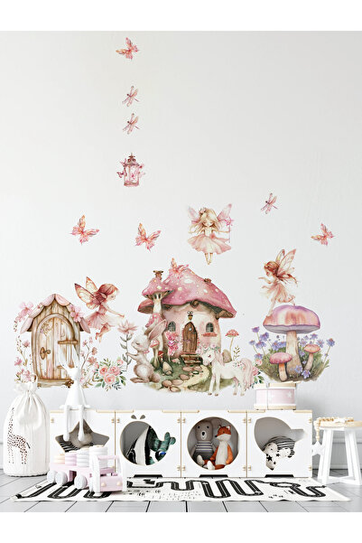 KT Decor Minik Perilerin Dünyası Kız Çocuk Odası Duvar Sticker Seti