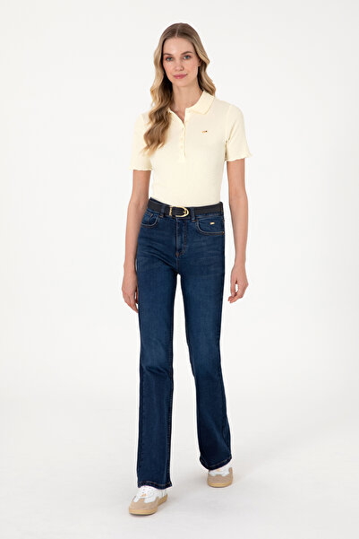 U.S. Polo Assn. Kadın Koyu Mavi Slim Flare Fit Jean Pantolon 50297534-DN0023