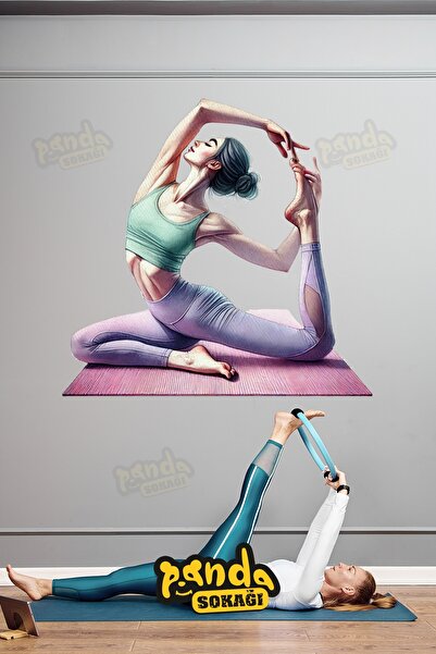 PANDA SOKAĞI Pilates Kendinden Yapışkanlı Duvar Kağıdı Sticker, Pilates Sticker,