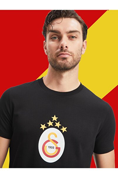 Galatasaray Lisanslı 5 Yıldızlı Siyah Özel T-Shirt