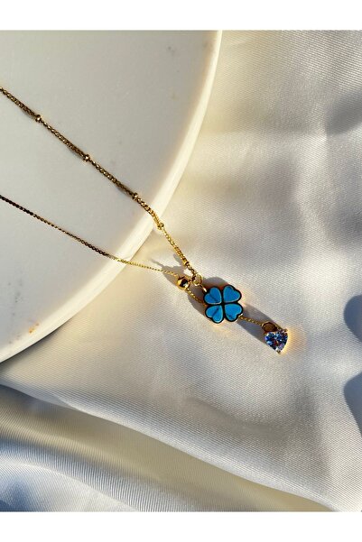 Orvix Accessories سلسلة ذهبية بتصميم قلب أزرق غير قابل للتشويه للنساء، قلادة ...